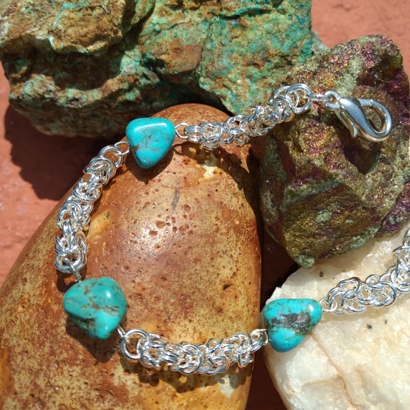 Handmade 99.9 Fine Silver Byzantine howlite - Picture 5 of 7